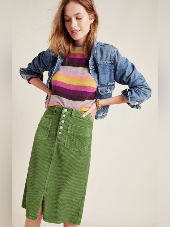 Anthropologie Dresses & Skirts - ANTHROPOLOGIE Pilcro And The Letterpress Green Corduroy Pencil Skirt Size 4